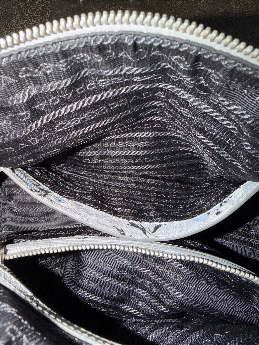 Prada Gray Floral Saffiano Leather Satchel with Strap - Pre-Loved - Picture 9 of 16